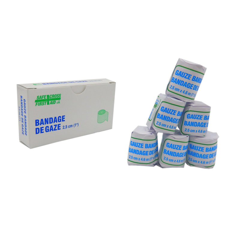 Bandage de gaze 2,5cm x 4,6cm (6/boîte)
