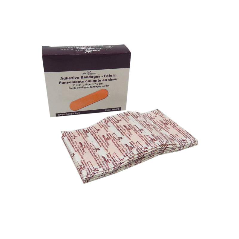 Fabric Adhesive Strips 2.5cm x 7.6cm (100/box)