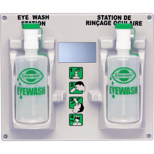 Dual bottle eye wash station and two empty 1000 ml bottles