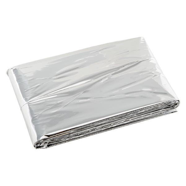 Silver emergency rescue blanket. Disposable. Pocket size