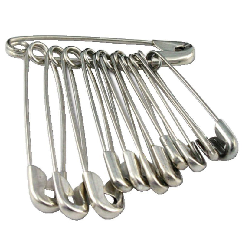 Safety pins. Assorted sizes. Pack of 12.