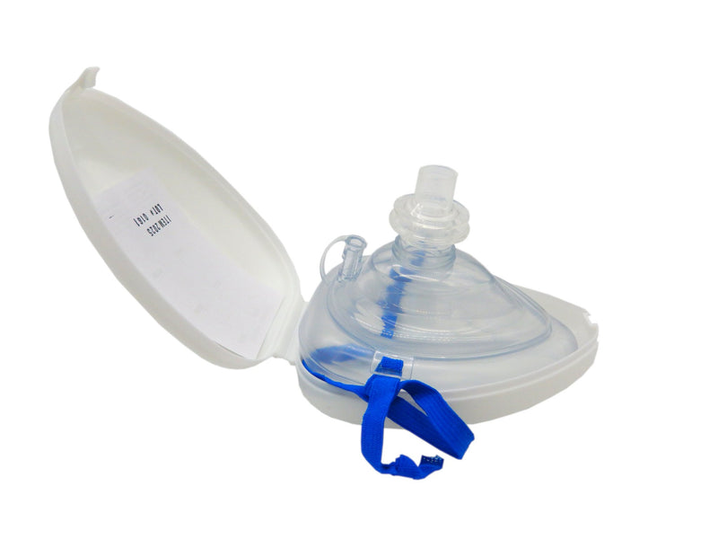 CPR pocket mask with oxygen inlet - one-way valve - hard case