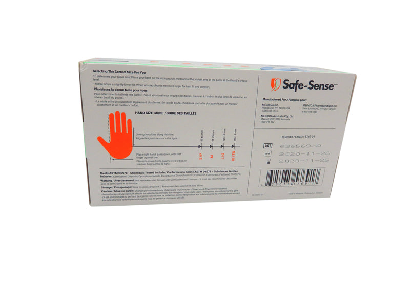 Nitrile powder free textured examination gloves - blue - Medium (100)