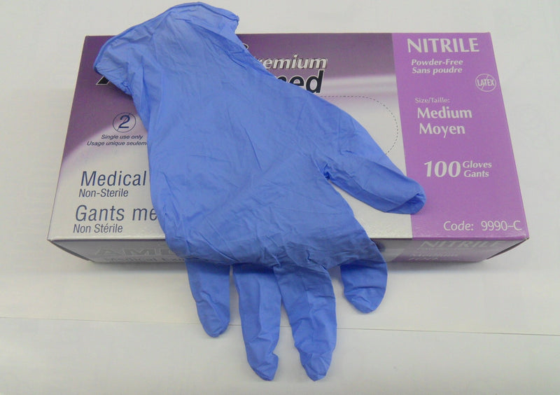 Nitrile powder free textured examination gloves - blue - XLarge  (100)