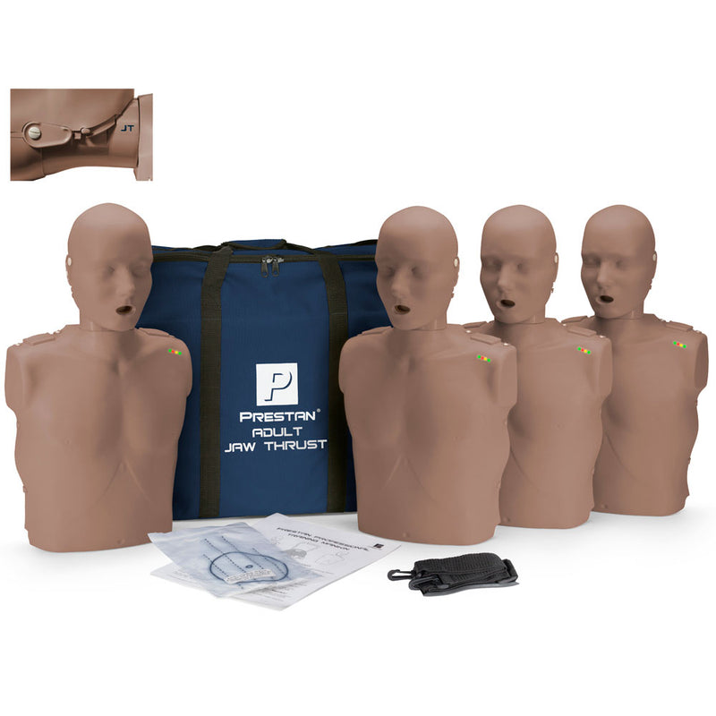 Prestan Professional Adult jaw thrust manikin with monitor. Dark skin (4 Pack)