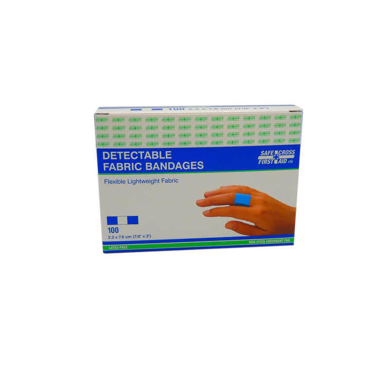 Metal Detectable Fabric Blue Bandage 2.2cm x 7.6cm Sterile (100/box)