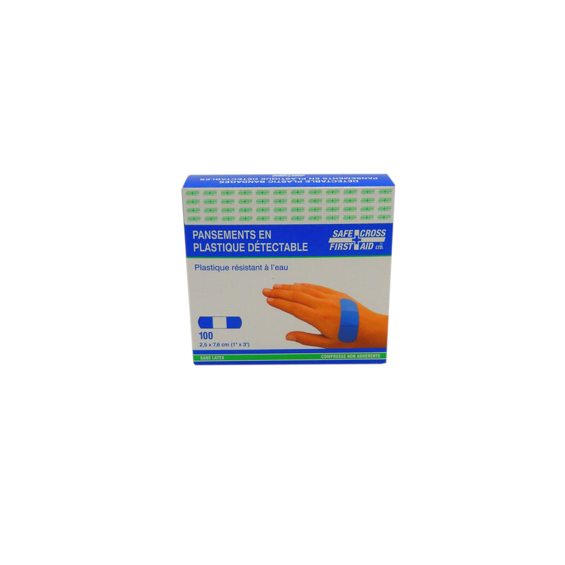 Metal Detectable Blue Plastic Strips 2.5cm x 7.6cm (100)