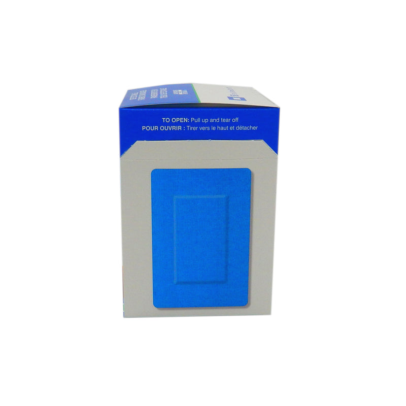 Pansements bleus en tissu détectable en métal 5 cm x 7,6 cm (50 / boîte)