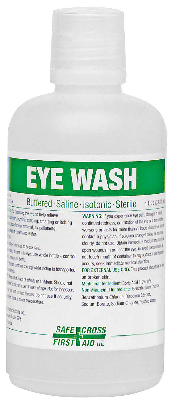 Sterile isotonic eye wash solution. 500 ml.