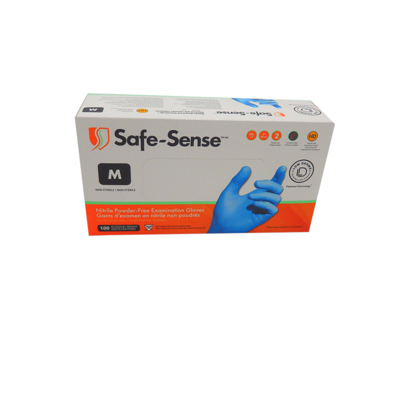 Nitrile powder free textured examination gloves - blue - Medium (100)