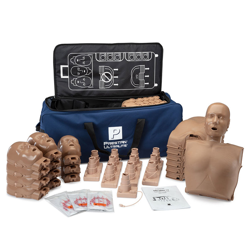 Prestan Professional Adult Ultralite Manikin with CPR feedback 12-Pack (dark Skin)