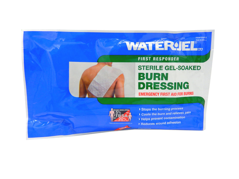 Water-Jel sterile burn dressing soaked in water-soluble gel. 20cm x 45cm